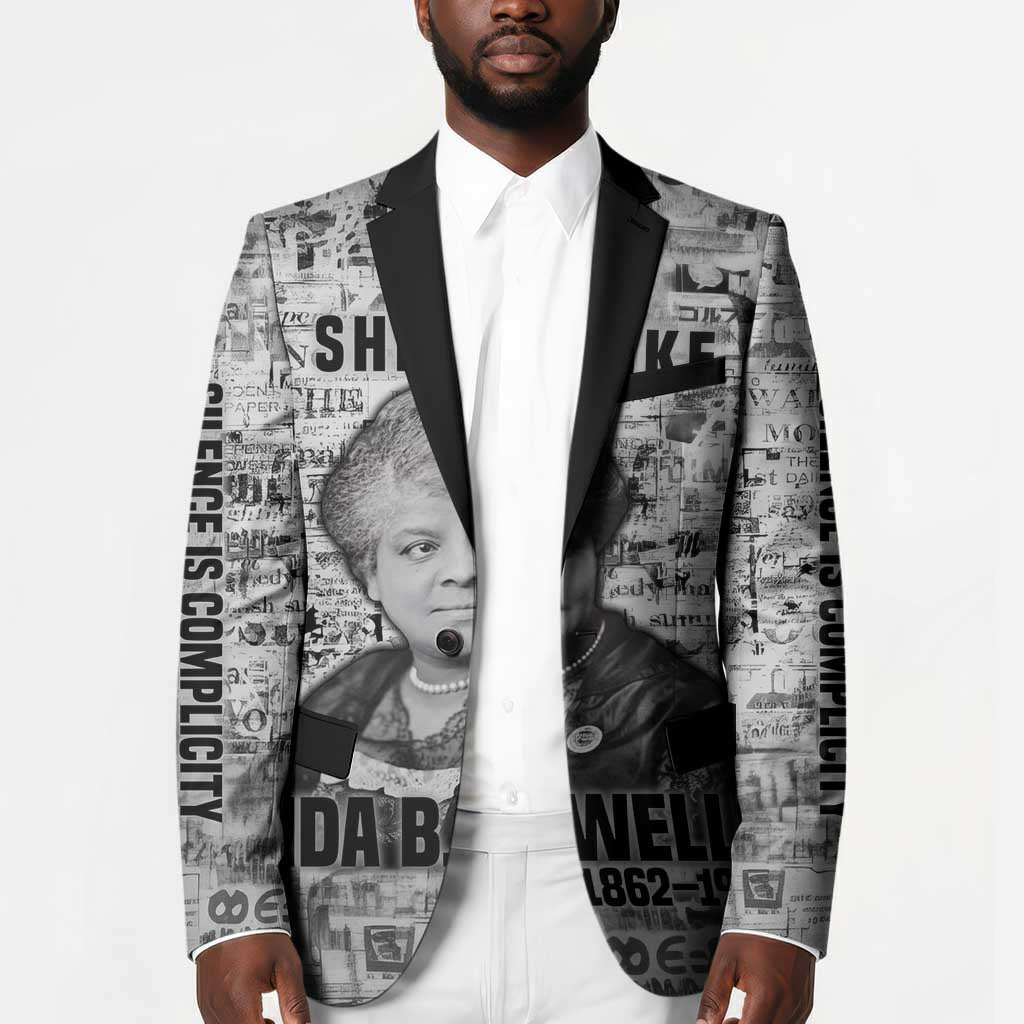 Ida B. Wells Blazer with Newspaper Collage Design Powerful Portrait Civil Rights and Free Press Tribute - Wonder Print Shop