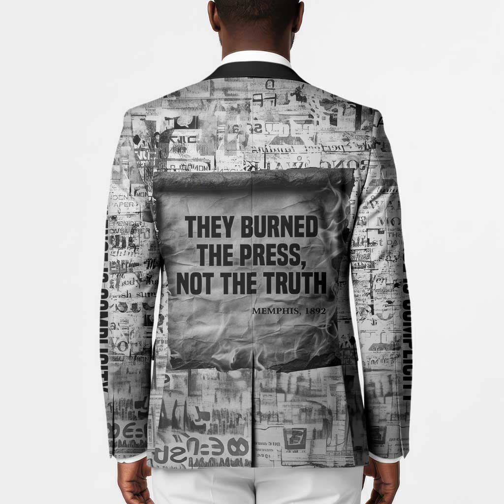 Ida B. Wells Blazer with Newspaper Collage Design Powerful Portrait Civil Rights and Free Press Tribute - Wonder Print Shop