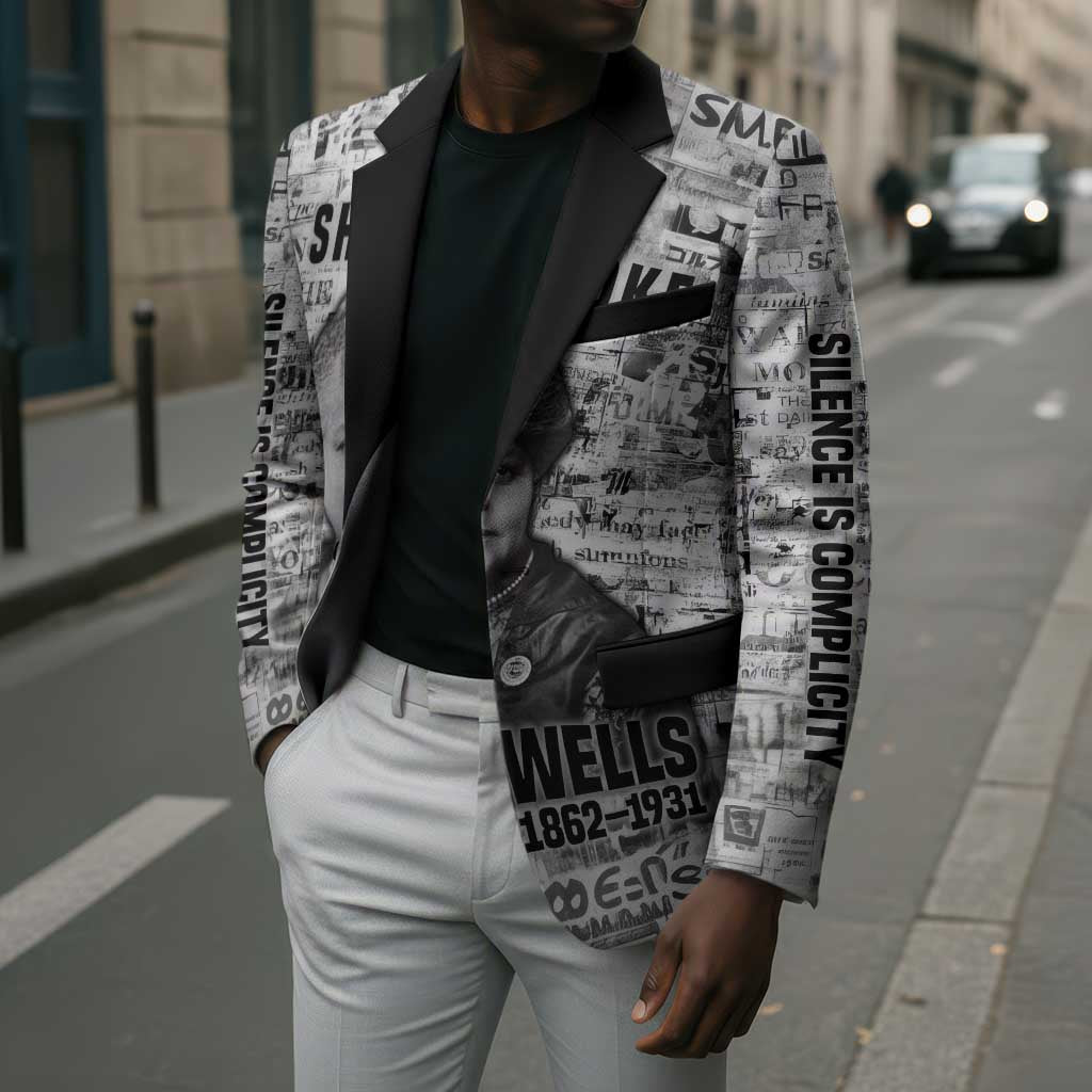 Ida B. Wells Blazer with Newspaper Collage Design Powerful Portrait Civil Rights and Free Press Tribute - Wonder Print Shop