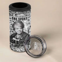 Ida B. Wells 4 in 1 Can Cooler Tumbler with Newspaper Collage Design Powerful Portrait Civil Rights and Free Press Tribute - Wonder Print Shop