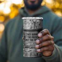Ida B. Wells 4 in 1 Can Cooler Tumbler with Newspaper Collage Design Powerful Portrait Civil Rights and Free Press Tribute - Wonder Print Shop