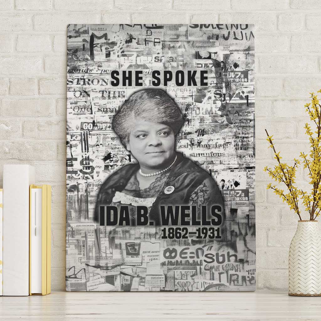 Ida B. Wells Canvas Wall Art with Newspaper Collage Design Powerful Portrait Civil Rights and Free Press Tribute - Wonder Print Shop
