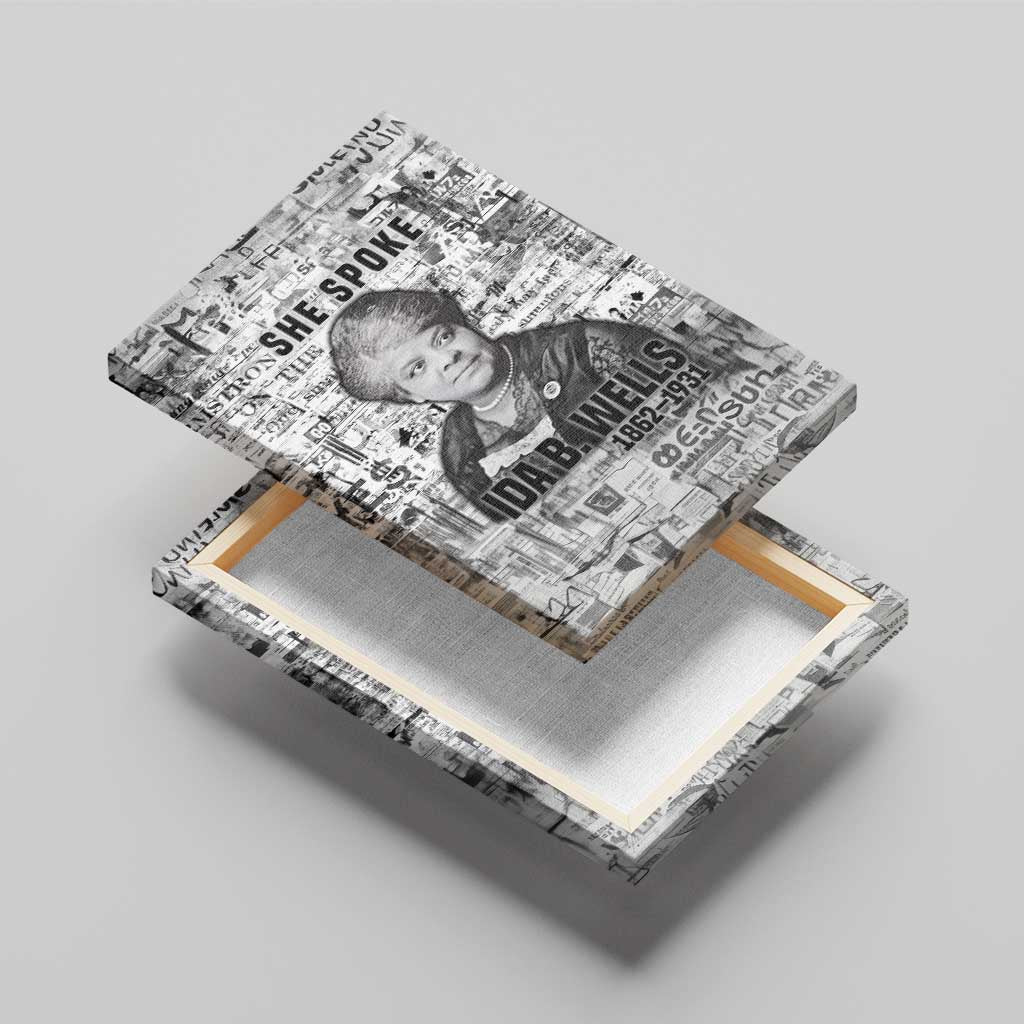 Ida B. Wells Canvas Wall Art with Newspaper Collage Design Powerful Portrait Civil Rights and Free Press Tribute - Wonder Print Shop