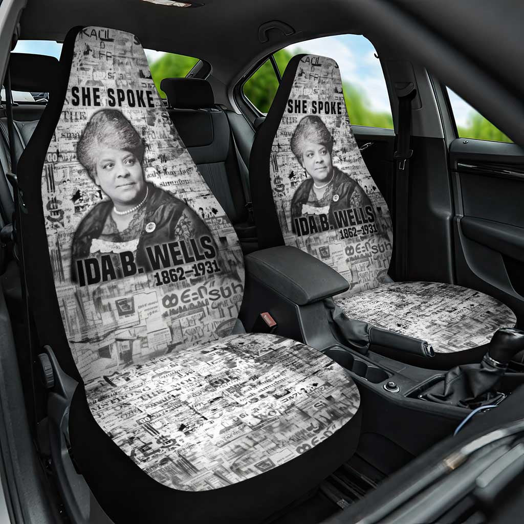 Ida B. Wells Car Seat Cover with Newspaper Collage Design Powerful Portrait Civil Rights and Free Press Tribute - Wonder Print Shop