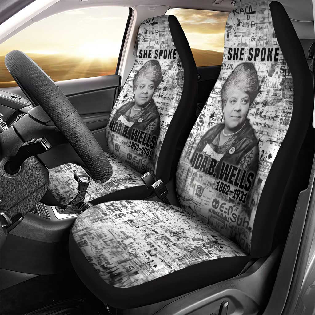 Ida B. Wells Car Seat Cover with Newspaper Collage Design Powerful Portrait Civil Rights and Free Press Tribute - Wonder Print Shop