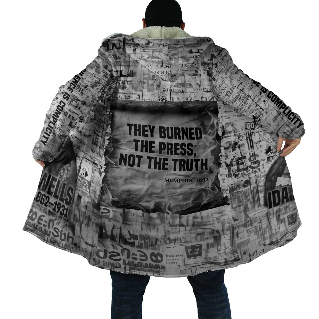 Ida B. Wells Cloak with Newspaper Collage Design Powerful Portrait Civil Rights and Free Press Tribute - Wonder Print Shop