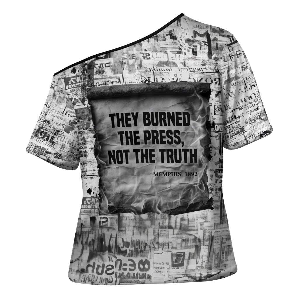 Ida B. Wells Cross Shoulder Shirt with Newspaper Collage Design Powerful Portrait Civil Rights and Free Press Tribute - Wonder Print Shop