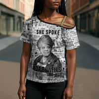 Ida B. Wells Cross Shoulder Shirt with Newspaper Collage Design Powerful Portrait Civil Rights and Free Press Tribute - Wonder Print Shop