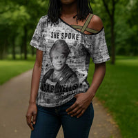 Ida B. Wells Cross Shoulder Shirt with Newspaper Collage Design Powerful Portrait Civil Rights and Free Press Tribute - Wonder Print Shop