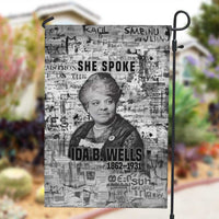 Ida B. Wells Garden Flag with Newspaper Collage Design Powerful Portrait Civil Rights and Free Press Tribute - Wonder Print Shop