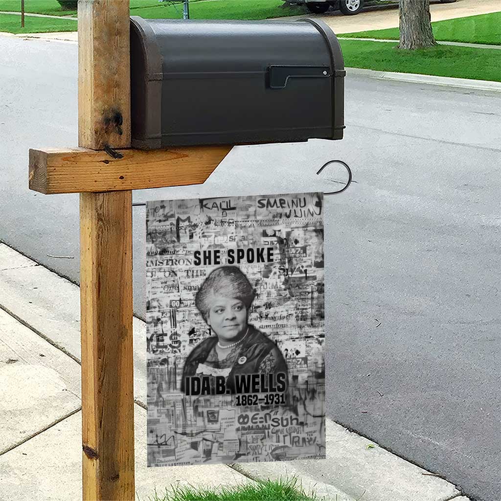 Ida B. Wells Garden Flag with Newspaper Collage Design Powerful Portrait Civil Rights and Free Press Tribute - Wonder Print Shop