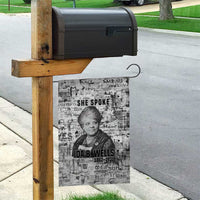 Ida B. Wells Garden Flag with Newspaper Collage Design Powerful Portrait Civil Rights and Free Press Tribute - Wonder Print Shop