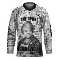 Ida B. Wells Hockey Jersey with Newspaper Collage Design Powerful Portrait Civil Rights and Free Press Tribute - Wonder Print Shop