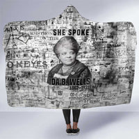 Ida B. Wells Hooded Blanket with Newspaper Collage Design Powerful Portrait Civil Rights and Free Press Tribute - Wonder Print Shop