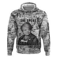 Ida B. Wells Hoodie with Newspaper Collage Design Powerful Portrait Civil Rights and Free Press Tribute - Wonder Print Shop