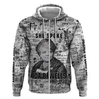 Ida B. Wells Hoodie with Newspaper Collage Design Powerful Portrait Civil Rights and Free Press Tribute - Wonder Print Shop