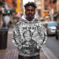 Ida B. Wells Hoodie with Newspaper Collage Design Powerful Portrait Civil Rights and Free Press Tribute - Wonder Print Shop
