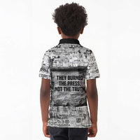 Ida B. Wells Kid Polo Shirt with Newspaper Collage Design Powerful Portrait Civil Rights and Free Press Tribute - Wonder Print Shop
