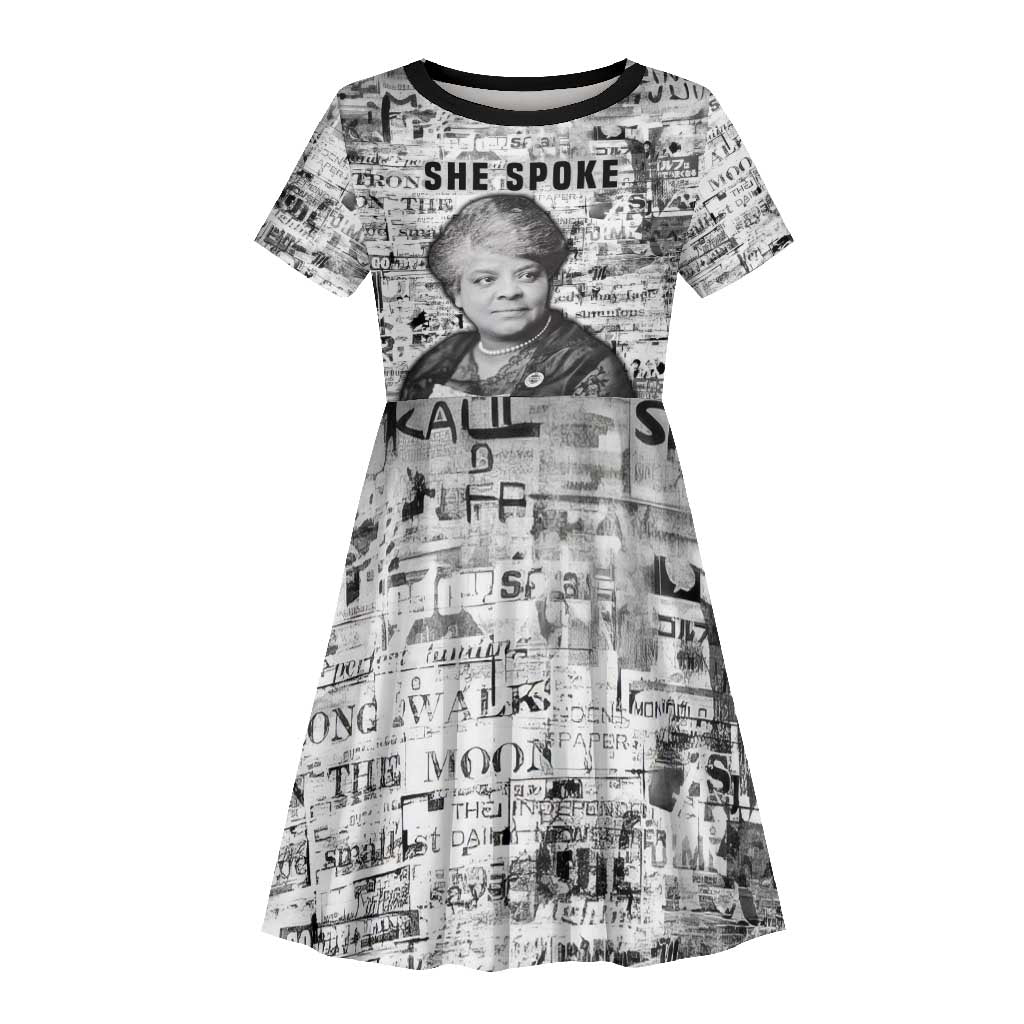 Ida B. Wells Kid Short Sleeve Dress with Newspaper Collage Design Powerful Portrait Civil Rights and Free Press Tribute - Wonder Print Shop