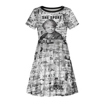 Ida B. Wells Kid Short Sleeve Dress with Newspaper Collage Design Powerful Portrait Civil Rights and Free Press Tribute - Wonder Print Shop