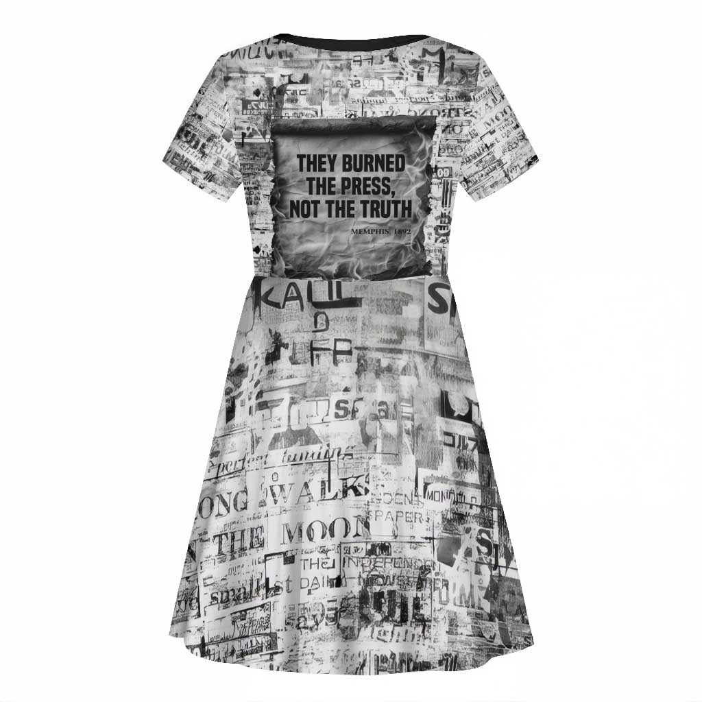 Ida B. Wells Kid Short Sleeve Dress with Newspaper Collage Design Powerful Portrait Civil Rights and Free Press Tribute - Wonder Print Shop