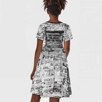Ida B. Wells Kid Short Sleeve Dress with Newspaper Collage Design Powerful Portrait Civil Rights and Free Press Tribute - Wonder Print Shop