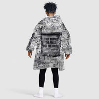 Ida B. Wells Kid Wearable Blanket Hoodie with Newspaper Collage Design Powerful Portrait Civil Rights and Free Press Tribute - Wonder Print Shop