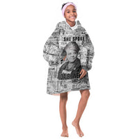 Ida B. Wells Kid Wearable Blanket Hoodie with Newspaper Collage Design Powerful Portrait Civil Rights and Free Press Tribute - Wonder Print Shop