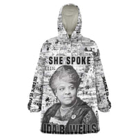Ida B. Wells Kid Wearable Blanket Hoodie with Newspaper Collage Design Powerful Portrait Civil Rights and Free Press Tribute - Wonder Print Shop