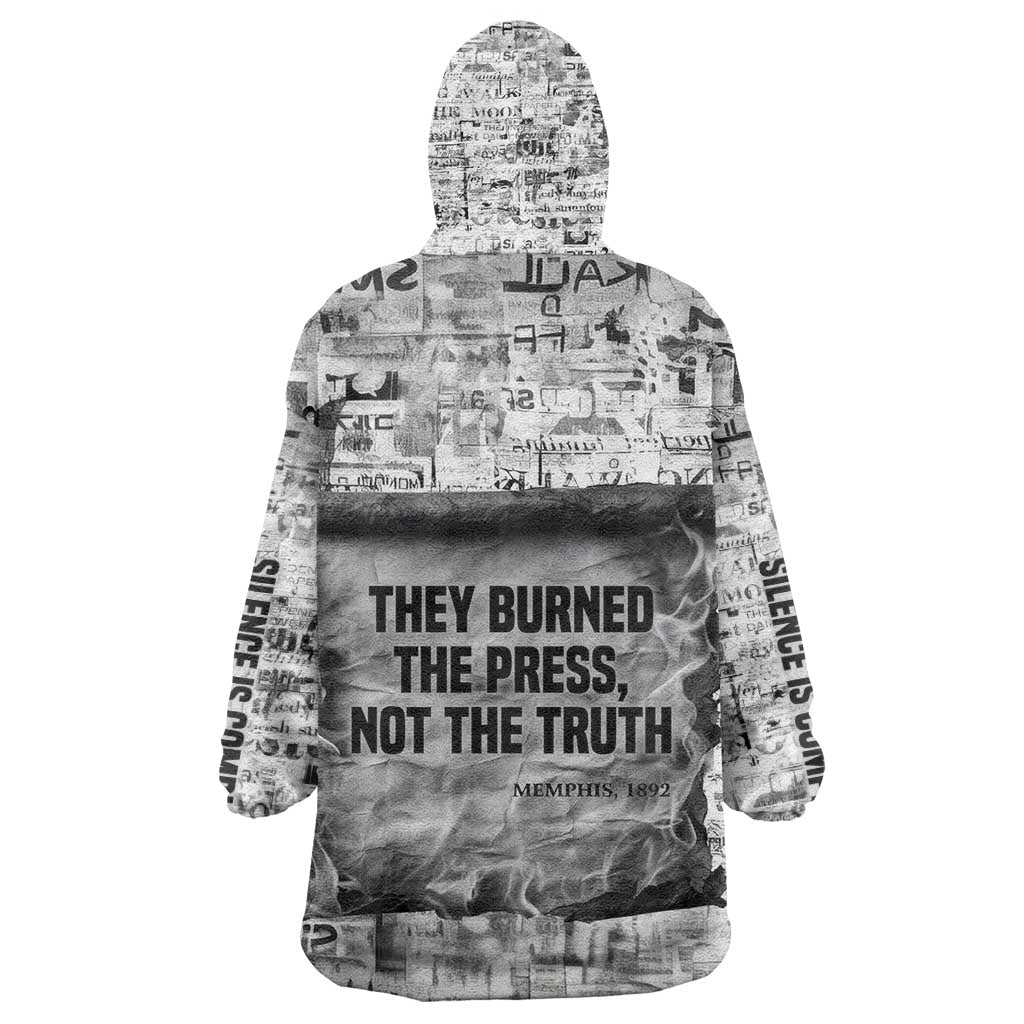 Ida B. Wells Kid Wearable Blanket Hoodie with Newspaper Collage Design Powerful Portrait Civil Rights and Free Press Tribute - Wonder Print Shop