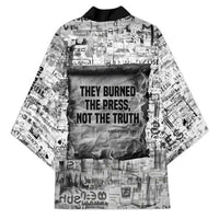 Ida B. Wells Kimono with Newspaper Collage Design Powerful Portrait Civil Rights and Free Press Tribute - Wonder Print Shop