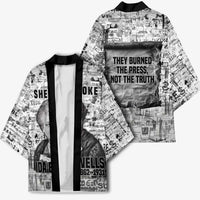 Ida B. Wells Kimono with Newspaper Collage Design Powerful Portrait Civil Rights and Free Press Tribute - Wonder Print Shop