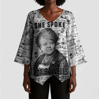 Ida B. Wells Kimono Sleeve Blouse with Newspaper Collage Design Powerful Portrait Civil Rights and Free Press Tribute - Wonder Print Shop