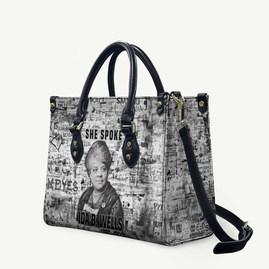Ida B. Wells Leather Bag with Newspaper Collage Design Powerful Portrait Civil Rights and Free Press Tribute - Wonder Print Shop