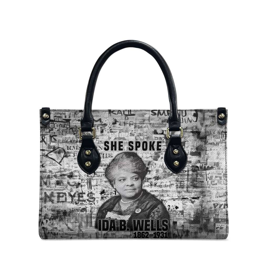 Ida B. Wells Leather Bag with Newspaper Collage Design Powerful Portrait Civil Rights and Free Press Tribute - Wonder Print Shop