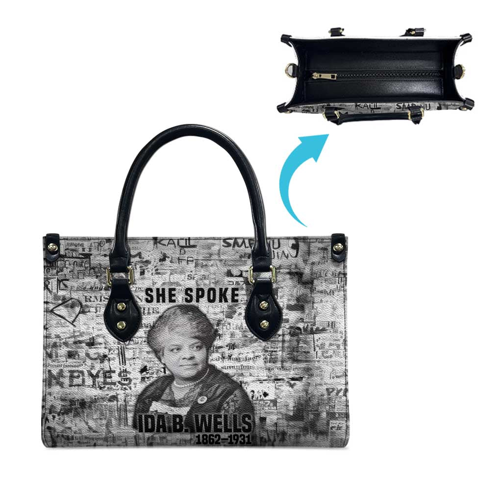 Ida B. Wells Leather Bag with Newspaper Collage Design Powerful Portrait Civil Rights and Free Press Tribute - Wonder Print Shop