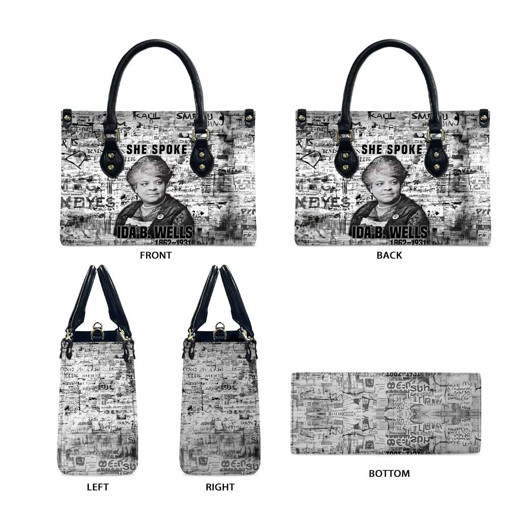 Ida B. Wells Leather Bag with Newspaper Collage Design Powerful Portrait Civil Rights and Free Press Tribute - Wonder Print Shop