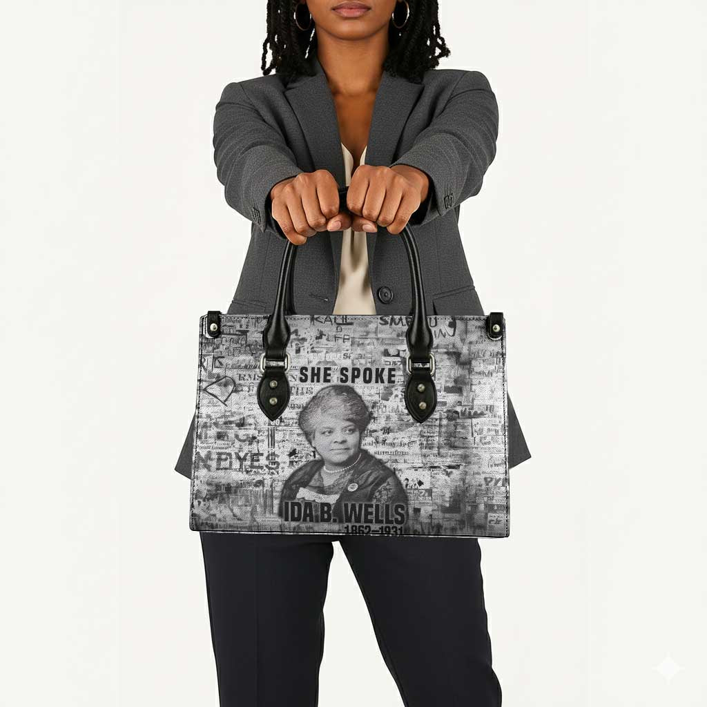 Ida B. Wells Leather Bag with Newspaper Collage Design Powerful Portrait Civil Rights and Free Press Tribute - Wonder Print Shop