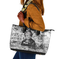 Ida B. Wells Leather Tote Bag with Newspaper Collage Design Powerful Portrait Civil Rights and Free Press Tribute - Wonder Print Shop