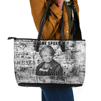 Ida B. Wells Leather Tote Bag with Newspaper Collage Design Powerful Portrait Civil Rights and Free Press Tribute - Wonder Print Shop
