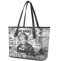 Ida B. Wells Leather Tote Bag with Newspaper Collage Design Powerful Portrait Civil Rights and Free Press Tribute - Wonder Print Shop