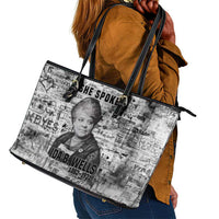 Ida B. Wells Leather Tote Bag with Newspaper Collage Design Powerful Portrait Civil Rights and Free Press Tribute - Wonder Print Shop