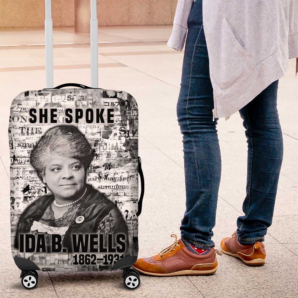 Ida B. Wells Luggage Cover with Newspaper Collage Design Powerful Portrait Civil Rights and Free Press Tribute - Wonder Print Shop