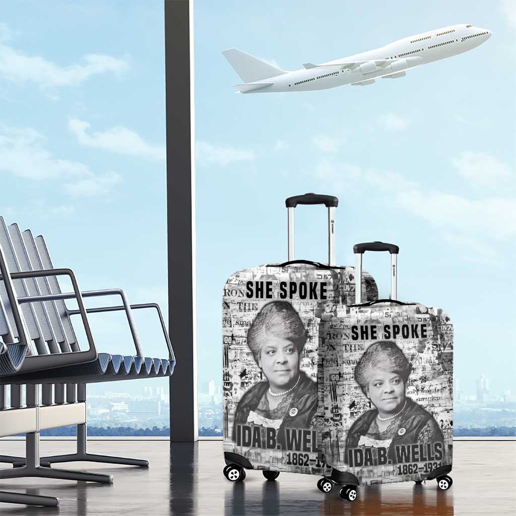Ida B. Wells Luggage Cover with Newspaper Collage Design Powerful Portrait Civil Rights and Free Press Tribute - Wonder Print Shop