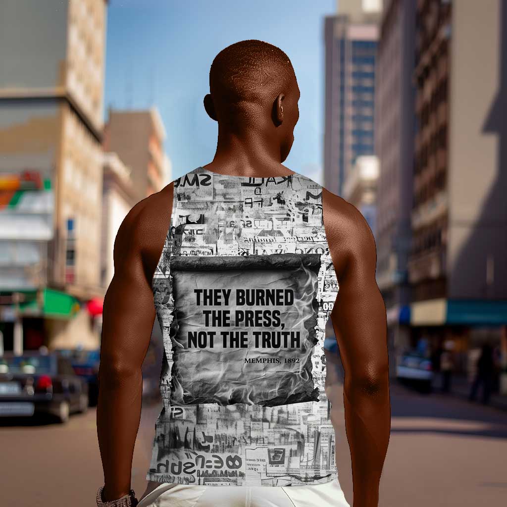 Ida B. Wells Men Tank Top with Newspaper Collage Design Powerful Portrait Civil Rights and Free Press Tribute - Wonder Print Shop