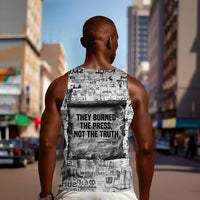 Ida B. Wells Men Tank Top with Newspaper Collage Design Powerful Portrait Civil Rights and Free Press Tribute - Wonder Print Shop