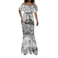 Ida B. Wells Mermaid Dress with Newspaper Collage Design Powerful Portrait Civil Rights and Free Press Tribute - Wonder Print Shop