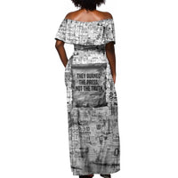Ida B. Wells Off Shoulder Maxi Dress with Newspaper Collage Design Powerful Portrait Civil Rights and Free Press Tribute - Wonder Print Shop