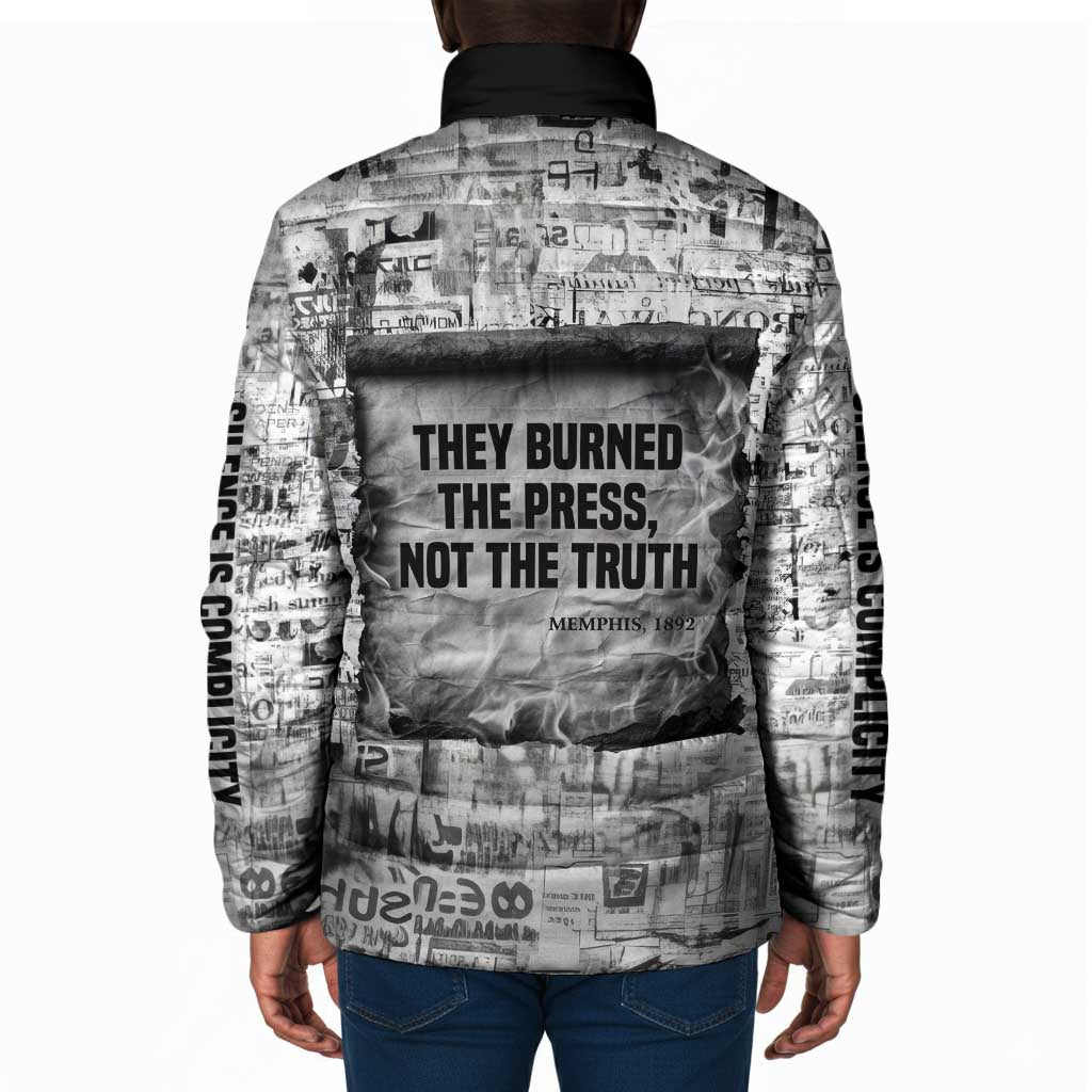Ida B. Wells Padded Jacket with Newspaper Collage Design Powerful Portrait Civil Rights and Free Press Tribute - Wonder Print Shop
