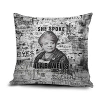 Ida B. Wells Pillow Cover with Newspaper Collage Design Powerful Portrait Civil Rights and Free Press Tribute - Wonder Print Shop